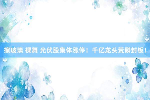 擦玻璃 裸舞 光伏股集体涨停！千亿龙头荒僻封板！