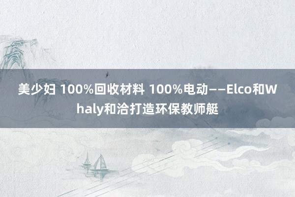 美少妇 100%回收材料 100%电动——Elco和Whaly和洽打造环保教师艇