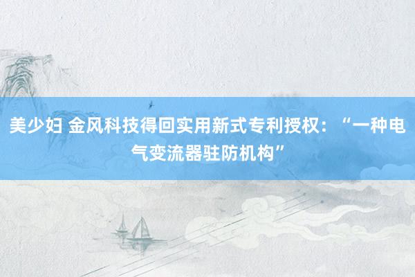 美少妇 金风科技得回实用新式专利授权：“一种电气变流器驻防机构”