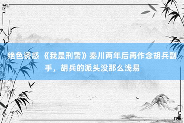 绝色诱惑 《我是刑警》秦川两年后再作念胡兵副手，胡兵的派头没那么浅易
