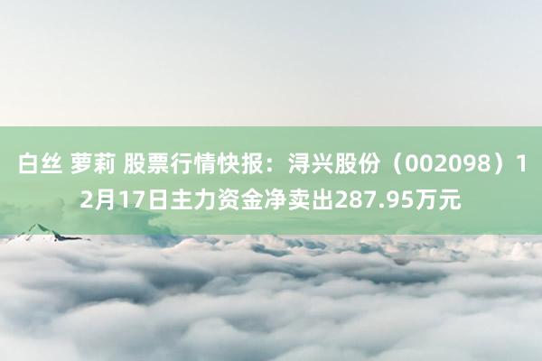 白丝 萝莉 股票行情快报：浔兴股份（002098）12月17日主力资金净卖出287.95万元