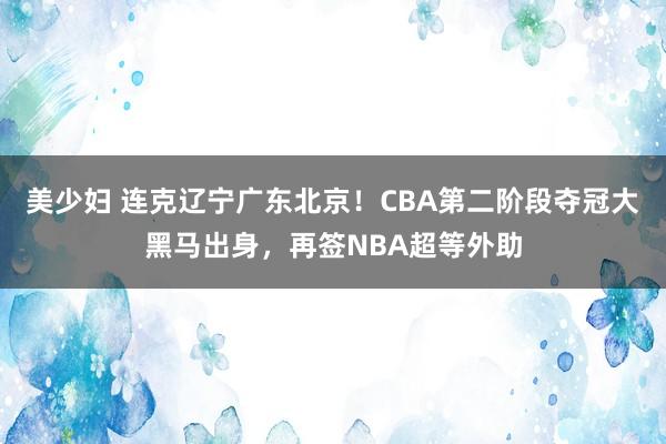 美少妇 连克辽宁广东北京！CBA第二阶段夺冠大黑马出身，再签NBA超等外助