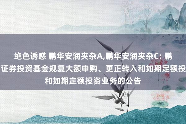 绝色诱惑 鹏华安润夹杂A,鹏华安润夹杂C: 鹏华安润夹杂型证券投资基金规复大额申购、更正转入和如期定额投资业务的公告