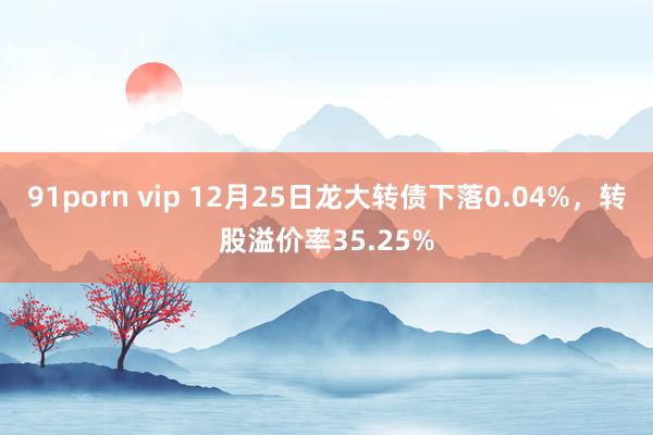 91porn vip 12月25日龙大转债下落0.04%，转股溢价率35.25%