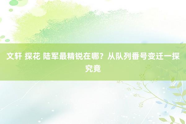 文轩 探花 陆军最精锐在哪？从队列番号变迁一探究竟