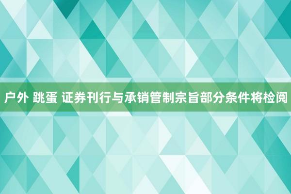 户外 跳蛋 证券刊行与承销管制宗旨部分条件将检阅