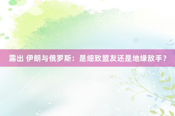 露出 伊朗与俄罗斯：是细致盟友还是地缘敌手？