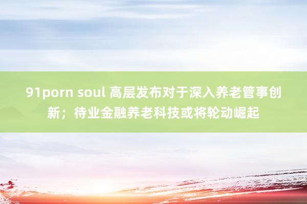 91porn soul 高层发布对于深入养老管事创新；待业金融养老科技或将轮动崛起