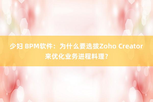 少妇 BPM软件：为什么要选拔Zoho Creator来优化业务进程料理？