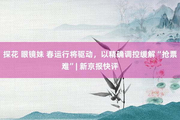 探花 眼镜妹 春运行将驱动，以精确调控缓解“抢票难”| 新京报快评