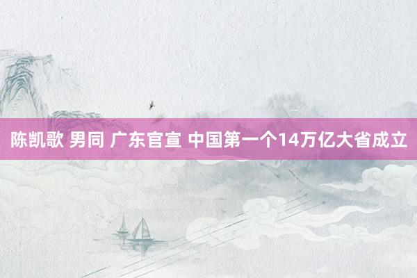 陈凯歌 男同 广东官宣 中国第一个14万亿大省成立