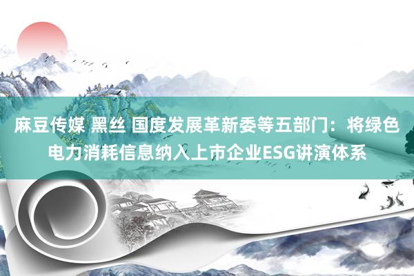 麻豆传媒 黑丝 国度发展革新委等五部门：将绿色电力消耗信息纳入上市企业ESG讲演体系