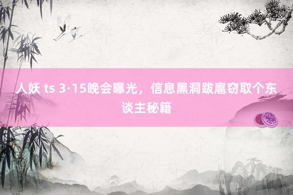 人妖 ts 3·15晚会曝光，信息黑洞跋扈窃取个东谈主秘籍