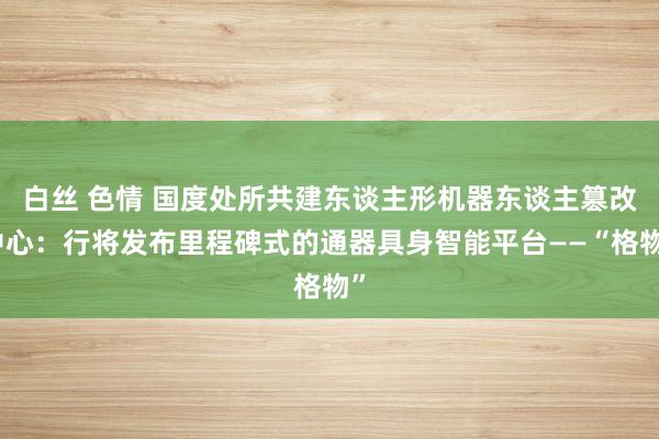 白丝 色情 国度处所共建东谈主形机器东谈主篡改中心：行将发布里程碑式的通器具身智能平台——“格物”