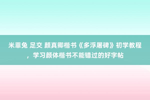 米菲兔 足交 颜真卿楷书《多浮屠碑》初学教程，学习颜体楷书不能错过的好字帖