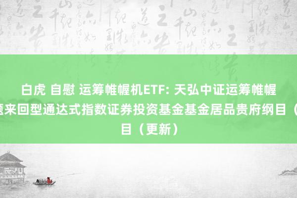 白虎 自慰 运筹帷幄机ETF: 天弘中证运筹帷幄机主题来回型通达式指数证券投资基金基金居品贵府纲目(更新)