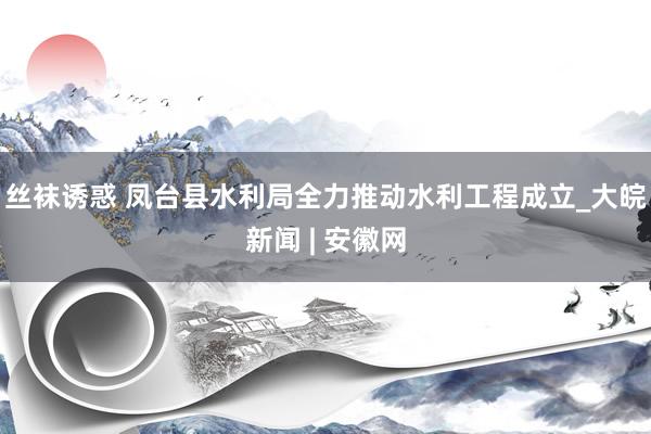 丝袜诱惑 凤台县水利局全力推动水利工程成立_大皖新闻 | 安徽网