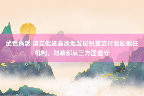 绝色诱惑 建立促进高质地发展蜕变支付激励握住机制，财政部从三方面遵守