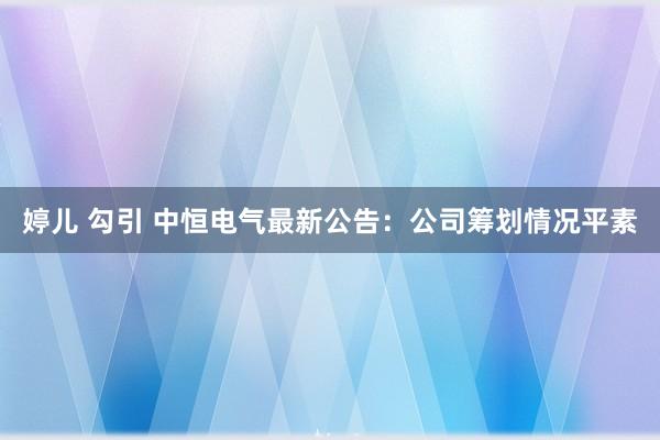 婷儿 勾引 中恒电气最新公告：公司筹划情况平素