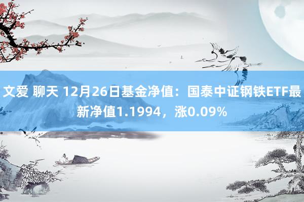 文爱 聊天 12月26日基金净值：国泰中证钢铁ETF最新净值1.1994，涨0.09%