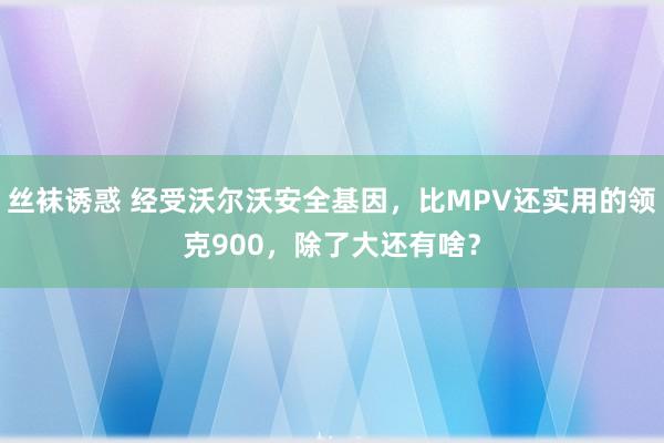 丝袜诱惑 经受沃尔沃安全基因，比MPV还实用的领克900，除了大还有啥？
