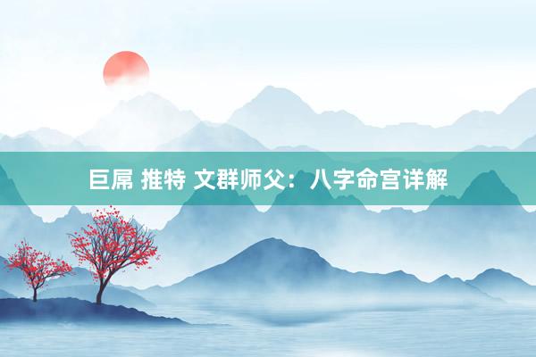 巨屌 推特 文群师父：八字命宫详解